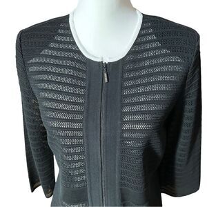 Ming Wang Toula Women’s Open Knit Black Jacket Sz Small